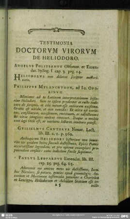 Testimonia Doctorum Virorum De Heliodoro