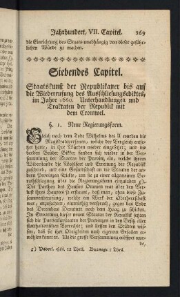269-288, Siebendes Capitel. Staatskunst der Republikaner bis auf die Wiederrufung des Ausschliesungediktes, im Jahre 1660...