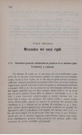 Parte Seconda. Meccanica dei corpi rigidi.