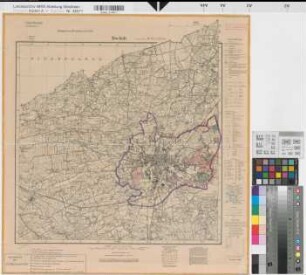Katasteramt Bocholt  Stadt Bocholt, Meßtischblatt Bocholt 4105, Farbige Einzeichnung mit Namensliste
