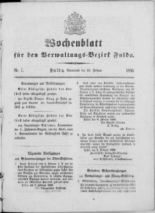 Nr. 7, Ausgabe vom 16. Februar 1850