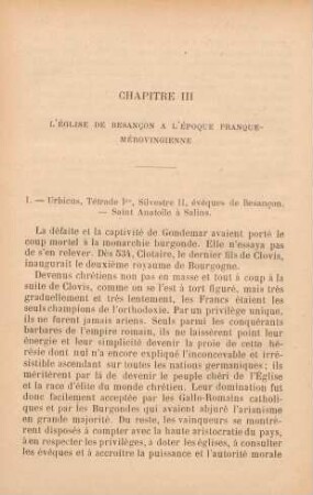 Chapitre III. L'Église de Besancon à l'époque Franque-Mérovingienne