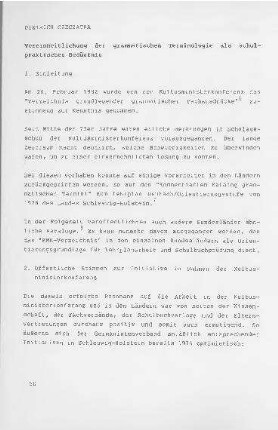 Vereinheitlichung der grammatischen Terminologie als schulpraktisches Bedürfnis