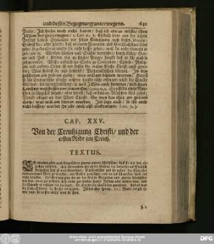 Cap. XXV. Von der Creutzigung Christi, und der ersten Rede am Creutz.