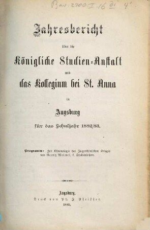 Jahresbericht : für d. Schuljahr .... 1882/83 (1883)