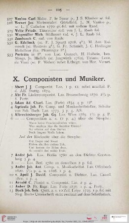 X. Componisten und Musiker (Nr. 1 - 400)