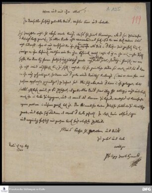Brief von Philipp Jakob Spener an August Hermann Francke.
