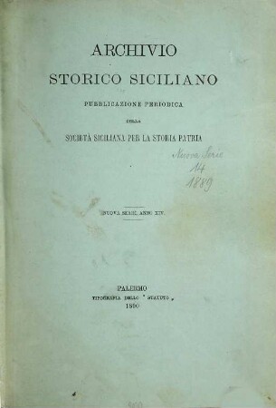 Archivio storico siciliano. 14. 1889