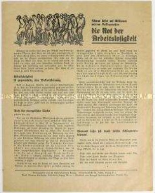 Kirchliches Propagandaflugblatt zur Arbeitslosigkeit