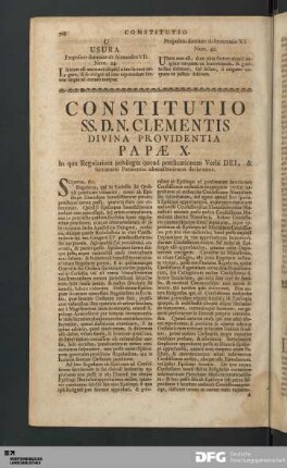 Constitutio SS. D. N. Clementis Divina Providentia Papæ X.