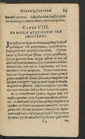 Caput VIII. De Modis Acquirendi Seu Amittendi.