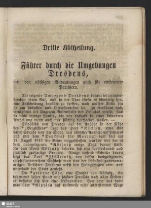 Dritte Abtheilung. Führer durch die Umgebungen Dresdens