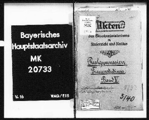 Realgymnasien. Frauenstudium (Aufnahmegesuche, Zulassung zur Absolutorialprüfung).