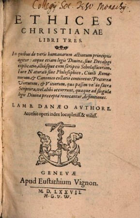 Ethices christianae : libri 3