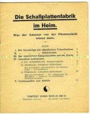 Gebrauchsanweisung für Autophon-Tonpost-Platten