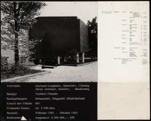 Kammerspiele (später: Schauspielhaus), Bochum: Ansicht (Ausstellungstafel der »Prague Quadrennial of the Theatre Design and Architecture« 1967)