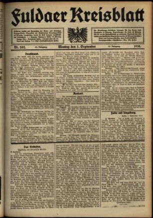 Ausgabe vom Montag, den 05. September 1910.