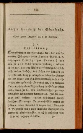 Kurzer Grundriß der Schaafzucht