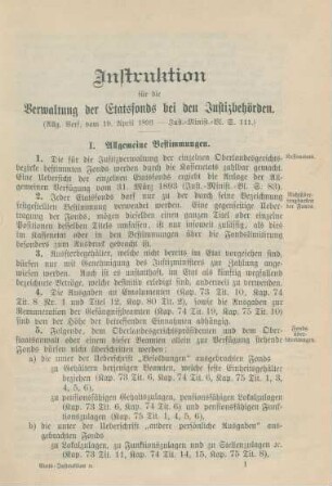 Instruktion für die Verwaltung der Etatsfonds bei den Justizbehörden