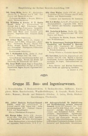 Gruppe III. Bau- und Ingenieurwesen