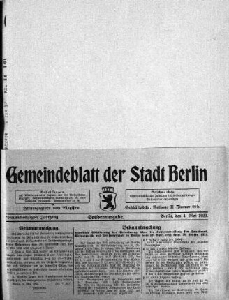 Sonderausgabe, 4. Mai 1923