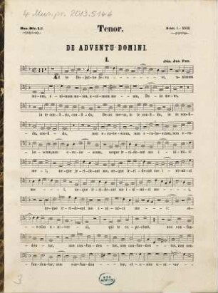 Motetta : 4 vocum, 1. Proprium de tempore : de adventu Domini usque ad epiphaniam