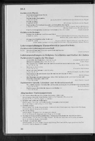 Lehrveranstaltungen Themenbereich Umweltschutz