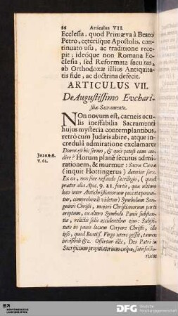 Articulus VII. De Augustissimo Eucharistiæ Sacramento.
