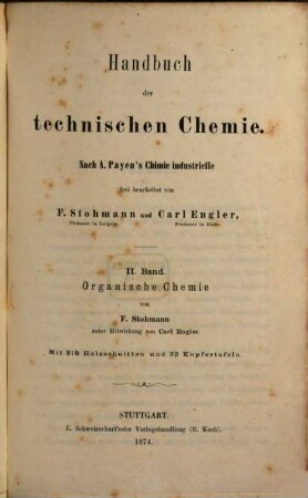 Handbuch der technischen Chemie, 2. Organische Chemie