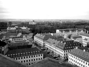Dresden-Neustadt. Königstraße. Blick vom Turm der Dreikönigskirche zum Japanischen Palais