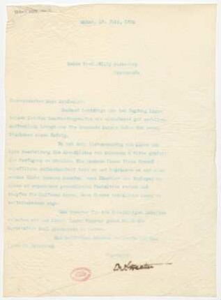 Brief an Willy Burmester : 18.07.1910