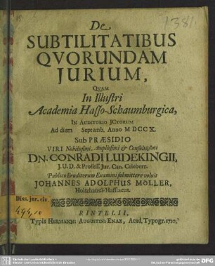 De Subtilitatibus Quorundam Iurium