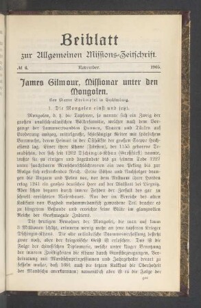 Beiblatt N°. 6. November. 1905