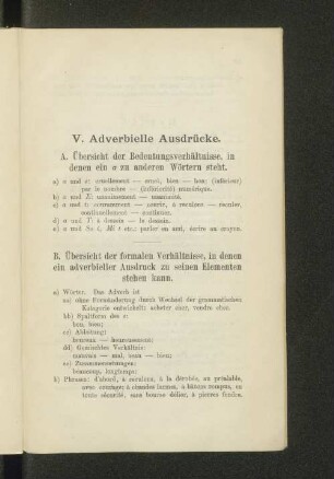 V. Adverbielle Ausdrücke.