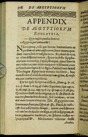 Appendix De Aegyptiorum Zoolatria.