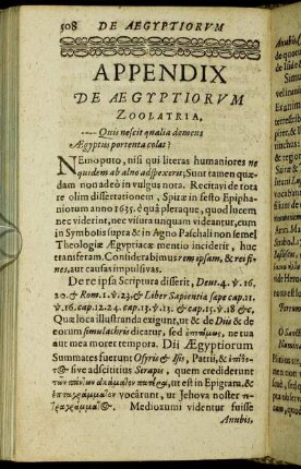 Appendix De Aegyptiorum Zoolatria.
