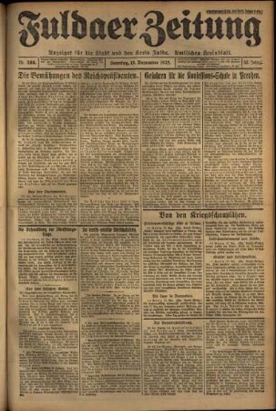 Erste Ausgabe vom Sonntag, den 13. Dezember 1925.