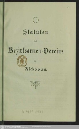 Statuten der Bezirksarmen-Vereins zu Zschopau