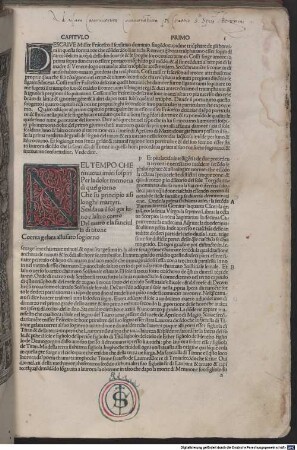 Trionfi : mit Kommentar und Widmungsvorrede an Borso d'Este von Bernardo da Siena. [1-2], [1]. Trionfi