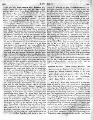Specimen editionis Timaei Platonis Dialogi. Dissertatio, quam pro facultate lectiones habendi, post orationem pro munere Professoris obeundo d. 28. Nov. publ. defendet auctor Augustus Böckh, Phil. D. et AA. M. in Fac. phil. Prof. P. Extr. Heidelbergae, 1807. Typis Mohrii et Zimmeri. XXXIII S. in 4.