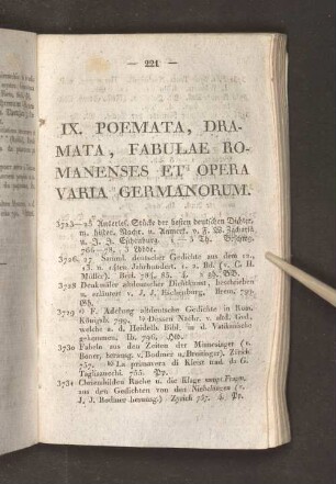 IX. Poemata, Dramata, Fabulae Romanenses Et Opera Varia Germanorum.