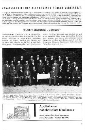 40 jahre Liedertafel "Vorwärts"