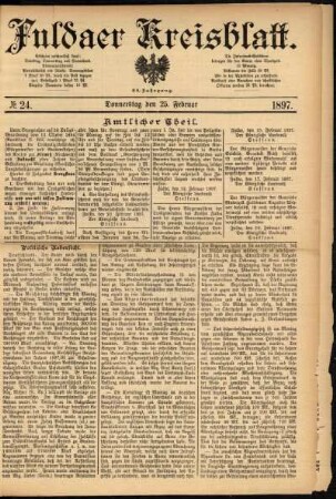 Erste Ausgabe vom Donnerstag, den 25. Februar 1897.