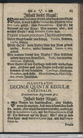 Illustratio Decimae Quintae Regulae Cardinalis. Nominativus Regionum &c.