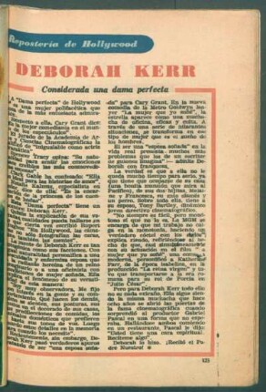 Deborah Kerr - considerada una dama perfecta : Repostería de Hollywood