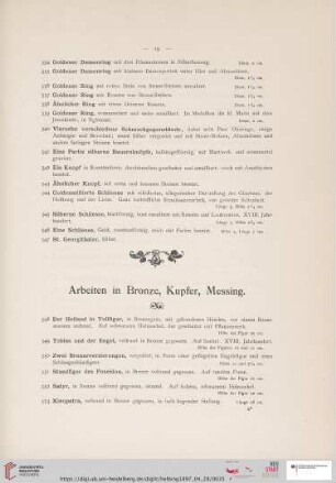 Arbeiten in Bronze, Kupfer, Messing (Nr. 348 - 457)