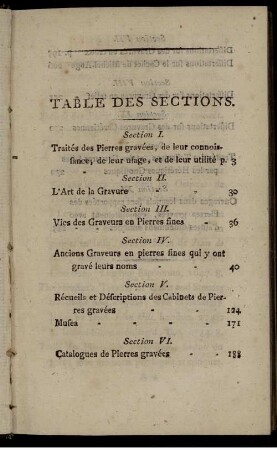 Table Des Sections.