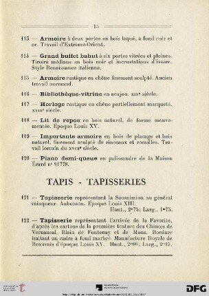 Tapis - Tapisseries (Nr. 121-132)