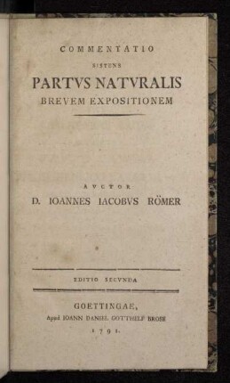 Commentatio Sistens Partvs Natvralis Brevem Expositionem