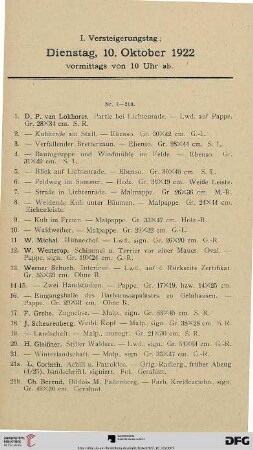 Dienstag, vormittags 10 Uhr (Nr. 1-210)